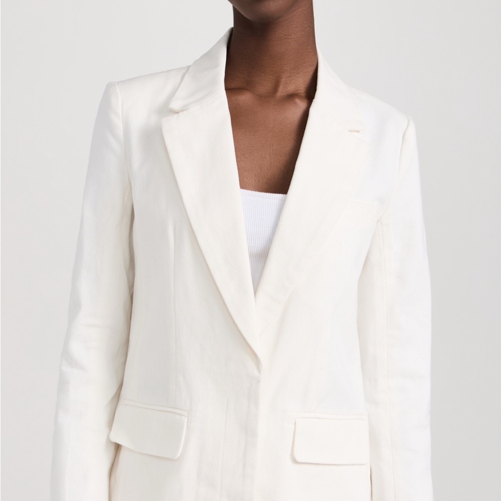 STAUD White Linen Blazer